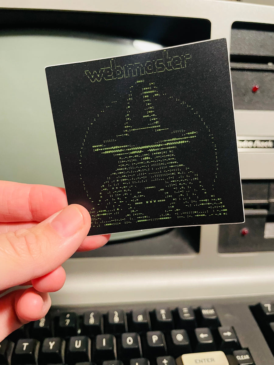 Webmaster Wizard Sticker ASCII art, 3x3 inch vinyl sticker by