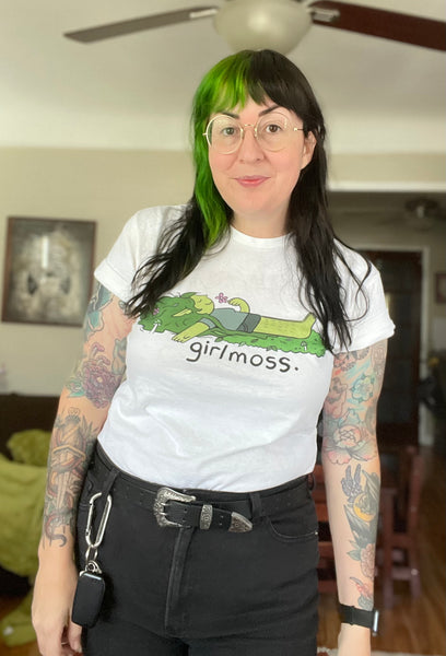 girlmoss full color design on white unisex shirt