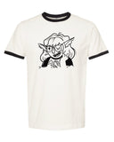 Orc girl black and vintage white style ringer in unisex. (Size down).