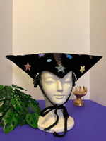 Handmade Clown and Princess Hat, velvet and trim - not perfect