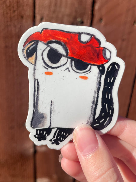 Mushroom Ghost Cat drawing sticker by Lacey’s Corner