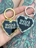 Barbed Wire Weird Mother metal hard enamel keychain, 2 inches large