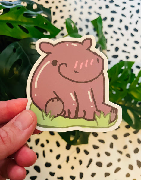 Moo Deng hippo drawing sticker by Lacey’s Corner