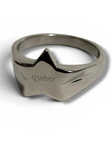 Queer Star shaped signet stainless steel ring or gold plated, LGBTQ+ friendly jewelry