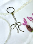 Large bow keychain, stainless steel, gift for her