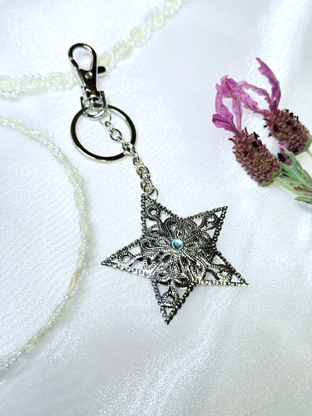 Large star keychain, stainless steel, gift for her