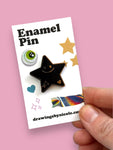 Star Smiley Enamel Pin, 1.25 inches