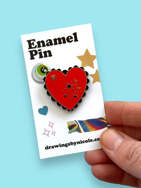 Heart Enamel Pin, 1.25 inches