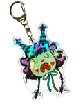 Sad Clown with Double Pointed Hat broken rainbow glass effect keychain, 3 inches