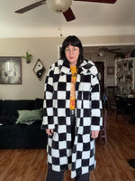 Checkered fur long coat new without tags Eloquii 14/16 xl xxl