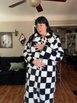 Checkered fur long coat new without tags Eloquii 14/16 xl xxl
