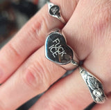 No Ice Heart Ring, stainless steel signet ring