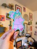 Pastel Clown girl 4x2 inches vinyl sticker stationary / gift