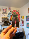 Protect Trans Kids Goblin Orc Girl Gay Pride / trans 4x2 inches vinyl sticker stationary / gift