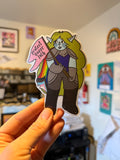 Protect Queer Folk Goblin Orc Girl Gay Pride / trans 4x2 inches vinyl sticker stationary / gift