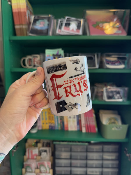 Ye Ol Fry’s Electronics 12 ounce ceramic mug, hand pressed