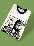 Comics Rule vintage white style ringer in unisex. (Size down).