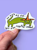 No More AI slop, let’s draw together instead! Wizard Cat sticker 3x2 inches hand drawn whimsy stationary / gift