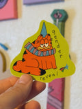 Gender Reveal Clown sticker retro orange cat (okay it’s Garfield inspired) 2x3 inch vinyl sticker stationary / gift