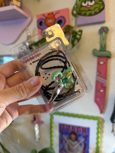 Sword Bolo Tie (mint green and silver), A Weird Little Object, clay and gloss