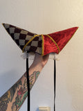 Handmade Clown and Princess Hat, velvet and trim - not perfect