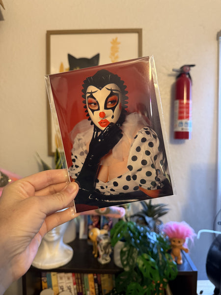 Rubber Bunny Clown, luster archival print, 5x7 inches, open edition.