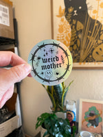 Weird Mother 90s tattoo holographic vinyl sticker, 3 inches