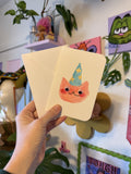 Wizard Cat Card, Hand Painted 4x6 inch Watercolor gift card for Valentine's Day or Birthday