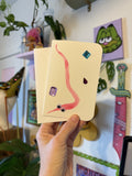 Worm Card, Hand Painted 4x6 inch Watercolor gift card for Valentine's Day or Birthday