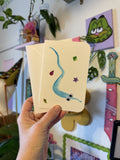 Worm Card, Hand Painted 4x6 inch Watercolor gift card for Valentine's Day or Birthday