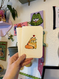 Orange Cat Card with Heart, Hand Painted 4x6 inch Watercolor gift card for Valentine's Day or Birthday