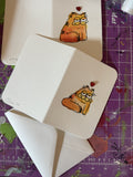 Orange Cat Card with Heart, Hand Painted 4x6 inch Watercolor gift card for Valentine's Day or Birthday