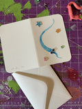 Worm Card, Hand Painted 4x6 inch Watercolor gift card for Valentine's Day or Birthday