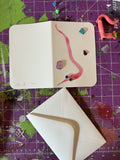 Worm Card, Hand Painted 4x6 inch Watercolor gift card for Valentine's Day or Birthday