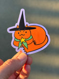 Orange Witch Cat 3 inches vinyl sticker stationary / gift / junk journal halloween vibes
