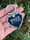 Barbed Wire Weird Mother metal hard enamel keychain, 2 inches large