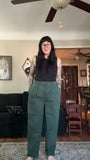 Lucy and Yak Dark Green Trousers fitted waist,  36 inches R length
