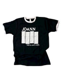 Vintage Ringer Joann Fabric Flag on black, punk satire unisex t-shirt for crafter. S-5xl