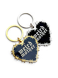 Barbed Wire Weird Mother metal hard enamel keychain, 2 inches large