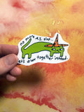No More AI slop, let’s draw together instead! Wizard Cat sticker 3x2 inches hand drawn whimsy stationary / gift