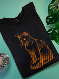 Ascii Cat by Terminal Research on black unisex t-shirt (lime green or amber orange) retro vintage computer