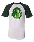 girlmoss forest green vintage style baseball short sleeve shirt in unisex. full color screen print.