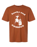 Books and Comics on burnt orange Shirt in Unisex - Printed by Nicole
