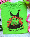 Clown Princess Unisex Shirt on White or Lime Green, hand drawn