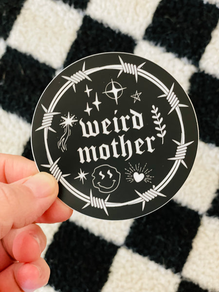 Weird Mother 90s tattoo vinyl sticker, 3x3 inches