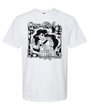 Orc Girl in a Fairy World, hand printed Unisex White T-Shirt (Printed by Nicole)