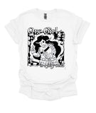Orc Girl in a Fairy World, hand printed Unisex White T-Shirt - Printed by Nicole