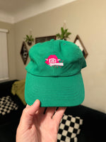 I bite - illustration on kelly green dad hat in 2 colorways