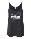 Mother Morningstar Flail Weird Mother Women's Heather Black/Gray Slouchy Tank, thin straps with oversized feel (hand printed by Nicole)