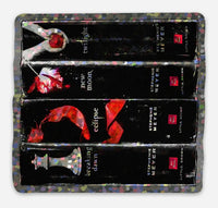 “Yes, I read the classics!” Twilight book stack glitter vinyl sticker, 2.5" x 3"
